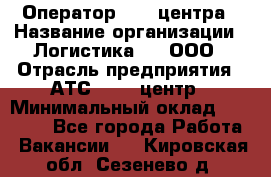 Оператор Call-центра › Название организации ­ Логистика365, ООО › Отрасль предприятия ­ АТС, call-центр › Минимальный оклад ­ 15 000 - Все города Работа » Вакансии   . Кировская обл.,Сезенево д.